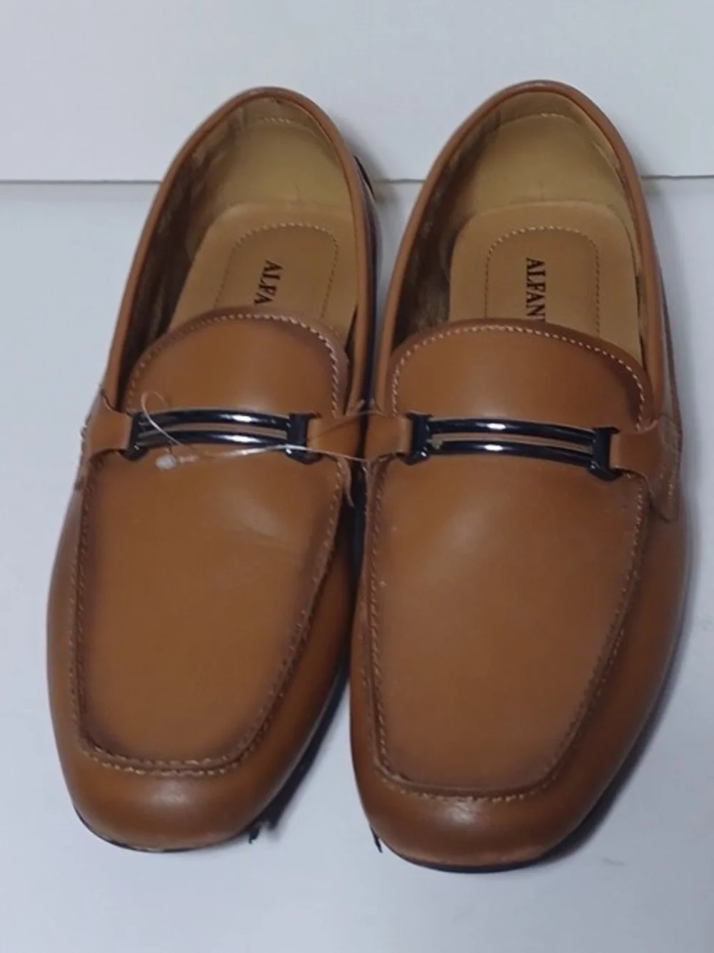 Alfani Tan Leather Bit-Detail Slip-On Loafers